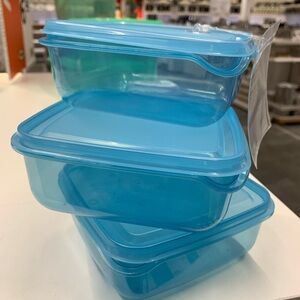 3 pc Set of Blue IKEA Stackable Containers leftovers guest party food takeaway